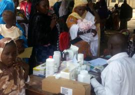 Health camp for treating minor ailments in Chibok, Borno State