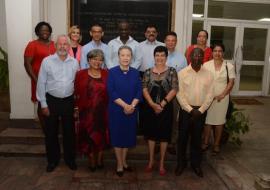 Mrs Ban Soon-taek (centre), together with senior Government officials and WLO at the Seychelles hospital