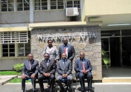 The WHO Regional Director for Africa, Dr. Luis Sambo in a group photo with the Minister for Health and Social Welfare, Hon. Dr. Hussein Mwinyi