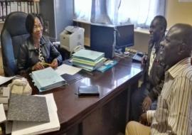 Left to Right: School Head, Ms Moje (Kasane P. School) Mr Tembo (Lab) and Dr J. Mwansa (consultant) during school visit