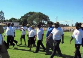 Hon. Min. Dr Madzorera leading the march