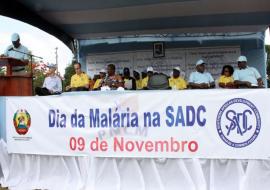 Sua Excelência o Ministro da Saúde de Moçambique, Dr. Alexandre Manguele, discursando por ocasião do Dia da Malária na SADC