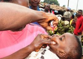 Le bébé d’une commerçante reçoit le vaccin polio-oral