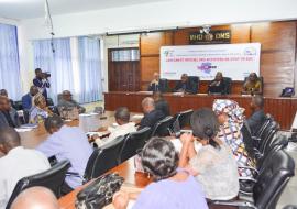 Une vue partielle de la salle de conférence de l’OMS RDC avec les participants lors du lancement officiel des activités de STOP TB en RDC.