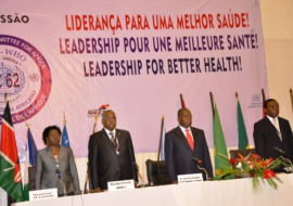 From Left to Right - Vice-Governor of Luanda, Dr Van Dunem, Minister of Health, H.E.Manuel Vicente-Vice-President, Angola and Dr Luis Sambo WHO Regional Director for Africa