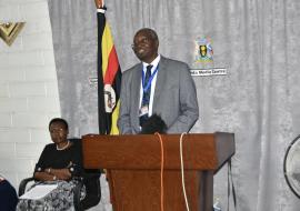 Acting WHO Representative Dr. Abdoulie Jack making his remarks during the release ceremony 