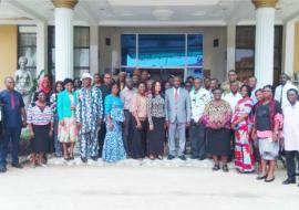 Permanent secretary (5th right) with members of NMTCC