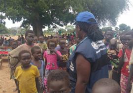 The WHO mobile medical team raising awareness in high risk areas in South Sudan.