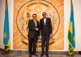            His Excellency Mr Paul Kagame, President of Rwanda with Dr Tedros Adhanom, DG WHO