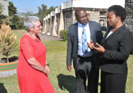 Patricia Lambert, Director of the International Legal Consortium, the Minister of Health, Dr. Chitalu Chilufya and the Vice Speaker of the National Assembly, Ms Catherine Namugala at the engagement meeting for Parliamentarians