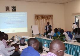 Dr Wamala making a presentation on meningitis surveillance