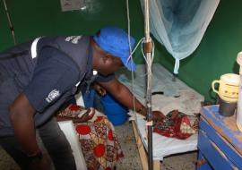 WHE Emergency Manager, Dr. Collins Owili at a Mubi Cholera Treatment Centre during the outbreak in Adamawa state - June 2018