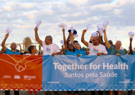 Human solidarity chain in Praia, Cabo Verde