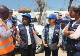 Dr Matshidiso Moeti (2nd from left) in Mozambique