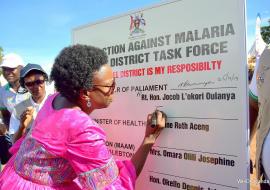 Minister of Health, Dr Jane Ruth Aceng inaugurating the District MAAM Task Forces which are chaired by Resident District Commissioners in their respective districts.