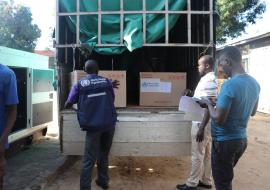 Oral cholera vaccines and other supplies being loaded to vaccinate the communities in Renk, South Sudan