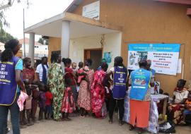 Mothers and babies aged between 0 and 5 years are lining up in Al Sabah Children Hospital  waiting for the measles vaccine, Vitamin A and deworming