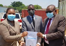 (L to R) Ms Diana Nciwa Kolala, representing Honorary Consul to Zambia, , WHO Representative, Dr. Nathan Bakyaita , Permanent Secretary- MOH,Dr. Kennedy Malama