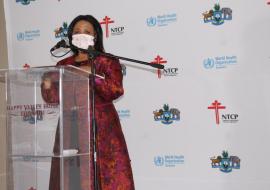 The Honourable Minister of Health, Senator Lizzie Nkosi making her remarks