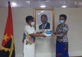 A Representante da OMS em Angola, Dra. Djamila Cabral foi recebida em Luanda, pela Ministra da Educação de Angola, Dra. Luísa Grilo, 