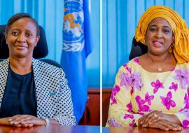 Outgoing WHO Rwanda Country  Representative Dr. Kasonde Mwinga (left)   Incoming Acting WHO Rwanda Country  Representative Dr. Ndoungou Salla Ba (right)