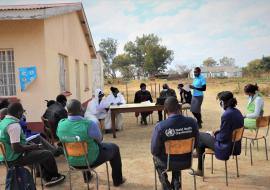 Tracy Chigumba conducting a data entry training at Beatrice Isolation Centre