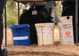 Image of containers used to segregate and dispose health care waste