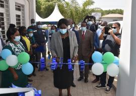 Delegates gathers for ribbon-cutting ceremony at the Public Health Emergencey Operations Centre in Juba