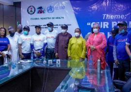 Stakeholders at the ministerial press briefing on World Health Day