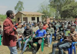 A vaccine champion in Rukwa sensitizing fellow bodaboda (motorcycle) drivers