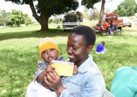 A mother and her child after vaccination