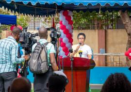 WHO Representative in Angola, giving her speech at the event