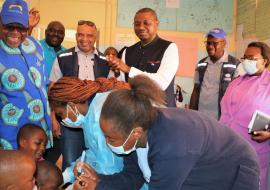 Dr. Jean-Marie Dangou, WHO Zimbabwe's representative (left), and Dr Abdelrahim Khalid, the GEPI Coordinator for Zimbabwe (middle) and Dr. Tajudeen Oyewale, the UNICEF Zimbabwe Representative