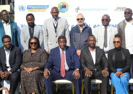 Minister of Works and Transport, Honorable John Mutorua, with leaders in the road safety sector, launching the 7th UN Global Road Safety Week