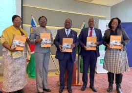 Dr Kalumbi Shangula, Minister of Health and Social Services, Dr Mary Brantuo, WHO Officer-in-Charge, Mr. Ben Nangombe, Executive Director of MHSS, Mrs Philomena Ochurus, Director of Health Information and Research and Mrs Kaura also from the Directorate of Health Information and Research