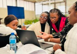 Ms Veronika Haimbili with the regional RCCE Coordinators during the Content Development Workshop