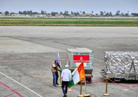 Débarquement des vaccins sur le tarmac de l’aéroport international Félix Houphouët-Boigny d’Abidjan