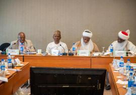 L-R WHO country representative, Dr Mulombo, ED, NPHCDA, Dr Aina, Sultan of Sokoto Alhaji Sa'ad Abubakar and emir of Arugungu, during the northern traditional leaders committee meeting in Abuja  photocredit Ogbeide E