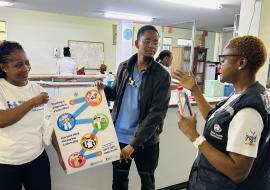 Mrs Aina Erastus, WHO, engaging health workers during World Patient Safety Day 