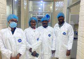 National laboratory technicians with WHO staff during the training