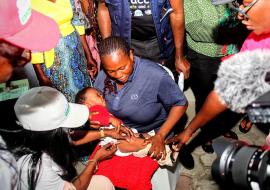 A child being vaccinated in Yenagoa during the Malaria vaccine Roll out