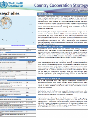 Cover page Seychelles Country Cooperation Strategy 2016-2021 at a glance