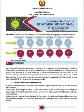 COVID-19: Relatório Situacional 13 Semana de 08-14 de Junho de 2020