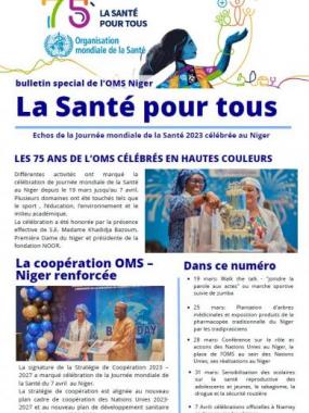 Bulletin spécial de l’OMS Niger résumant les activités clés de la Journée mondiale de la Santé 2023. 