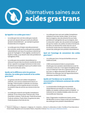 Alternatives saines aux acides gras trans