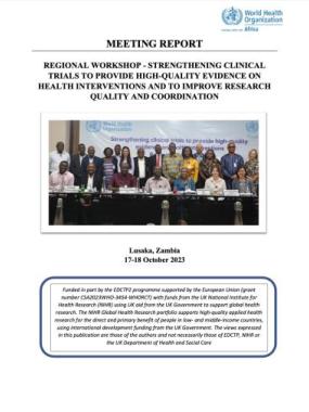 Regional workshop - Strengthening clinical trials to provide high-quality evidence on health interventions and to improve research quality and coordination