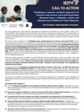 Call to action - Prioritizing a person-centred approach to chronic and severe noncommunicable diseases–type 1 diabetes, sickle cell disease and childhood heart diseases