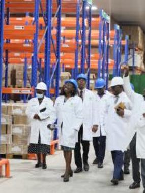 WHO Malawi tour of the Central Medical Stores, taking stock and inspecting how medicines are stocked during the Scoping Mission