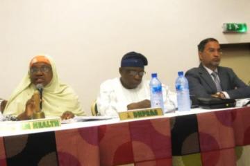 (L-R) Dr Shamaki, Professor Lambo and Dr Vaz at the stakeholders meeting in Abuja