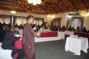 One of the External reviewers, Dr Buhle Ncube presenting the findings of the review during a high level meeting at Mountain Inn.